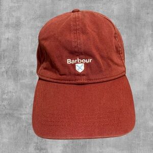 Barbour Cascade Sports Dad Hat Cap Adjustable One Size Logo Crest Red